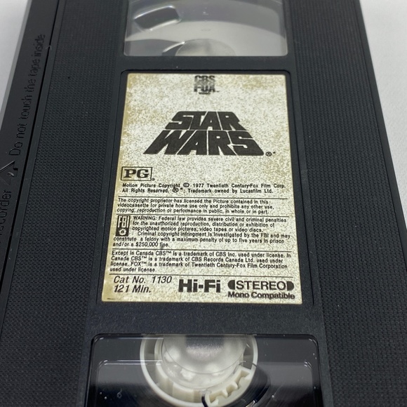 Star Wars A New Hope Red Label CBS/FOX HI FI Stereo Video VHS Original - Picture 7 of 8